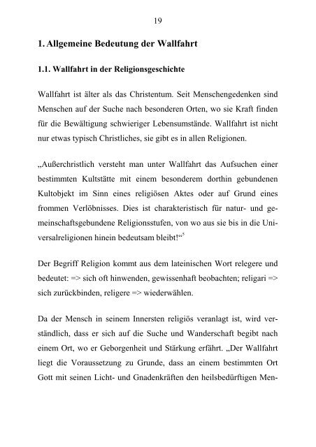 1. Allgemeine Bedeutung der Wallfahrt