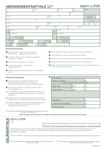 Abonnementsaftale, F0252 - Synoptik
