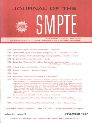 TOC (PDF) - SMPTE Motion Imaging Journal