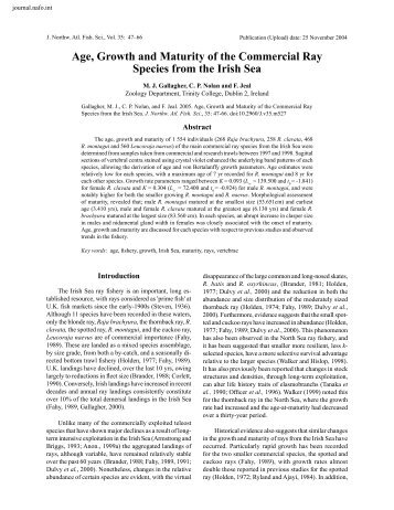 Age & Growth and Maturity of the Commercial Ray Species from the ...
