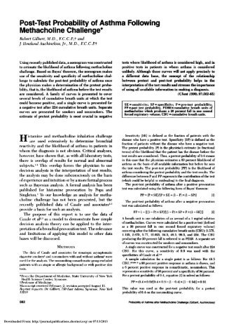 Post-Test Probability of Asthma Following Methacholine ... - Chest