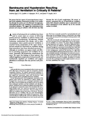 Barotrauma and Hypotension Resulting from Jet Ventilation in ...