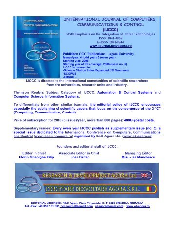ijccc - International Journal of Computers, Communications & Control