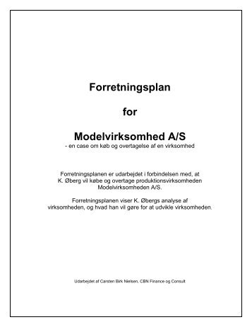 Forretningsplan for Modelvirksomhed A/S