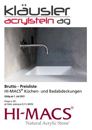 Preisliste H-MACS Küche + Bad 2012