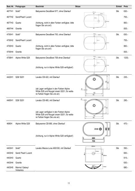 Preisliste H-MACS Küche + Bad 2012