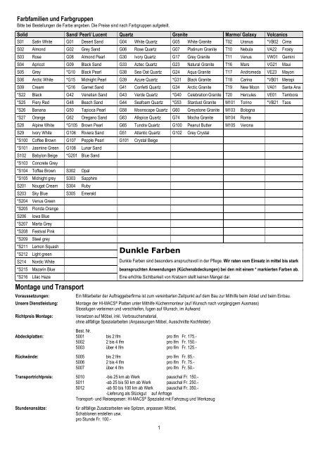 Preisliste H-MACS Küche + Bad 2012