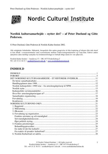 Nordisk kultursamarbejde – nytter det? – af Peter Duelund og Gitte ...