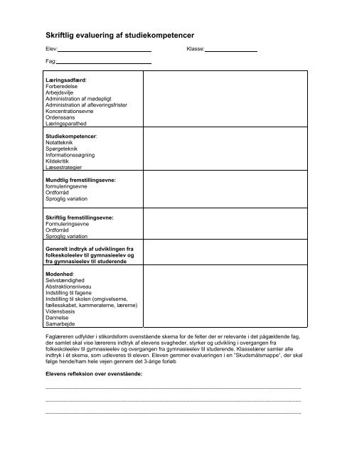 Evalueringsplan for HHx på Esbjerg Handelsgymnasium - Rybners