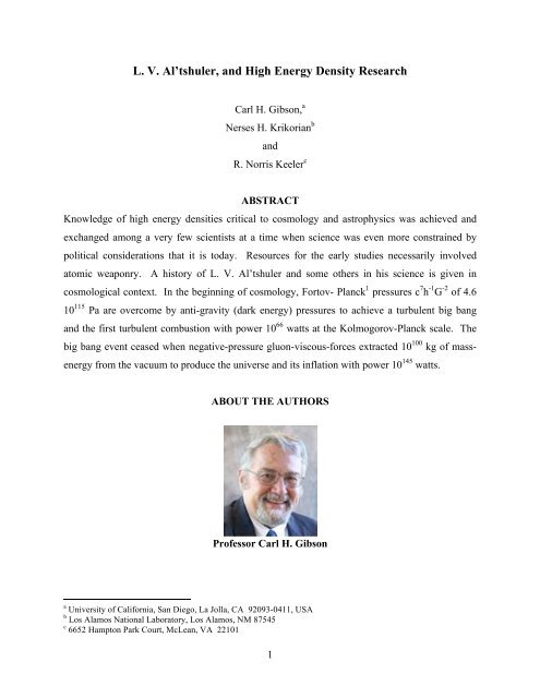 L. V. Al'tshuler, and High Energy Density Research - Journal of ...