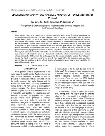 decolorization and physico chemical analysis of textile azo dye by ...