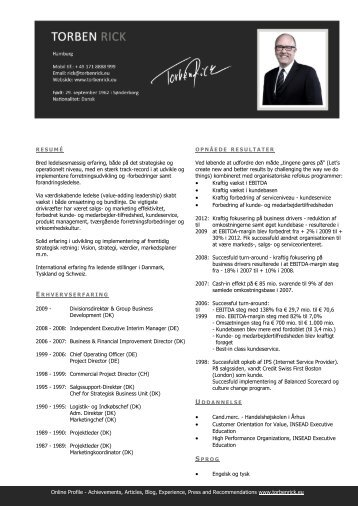 Resume, Curriculum Vitae, CV - Torben Rick - Dansk