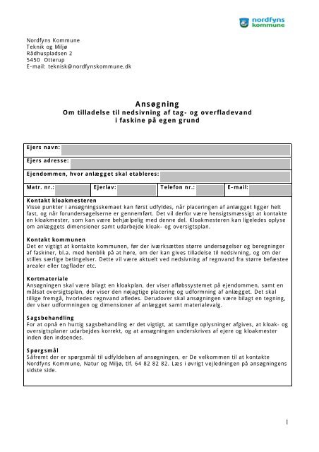 Ansøgning om etablering af faskine - Nordfyns Kommune