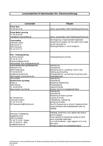 Kopi af Leverandørliste til hjemmesiden 2 - Fredensborg Kommune