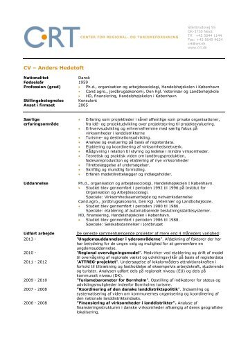 CV – Anders Hedetoft - CRT - Center for Regional- og ...