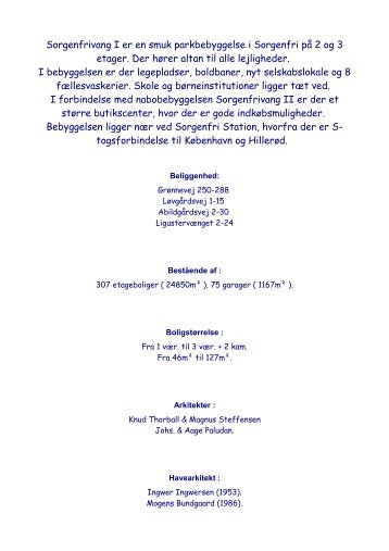 Sorgenfrivang I's Historie - Sorgenfrivang 1