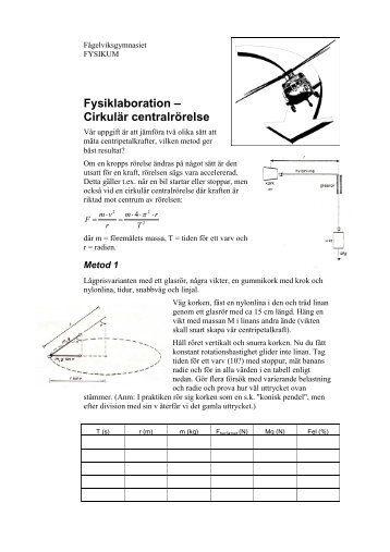 Cirkulär centralrörelse, en jämförelse (PDF, 96 kB) - Skolwebben