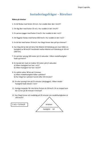 Instuderingsfrågor – Rörelser - Jörgen