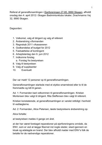 Ref. generalforsamling 2012 - Ejerforeningen