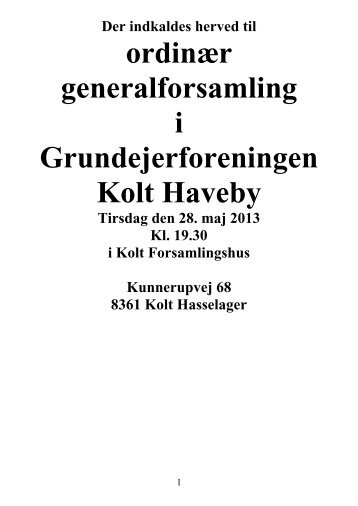 Indkaldelse til generalforsamling 2013 - GKH