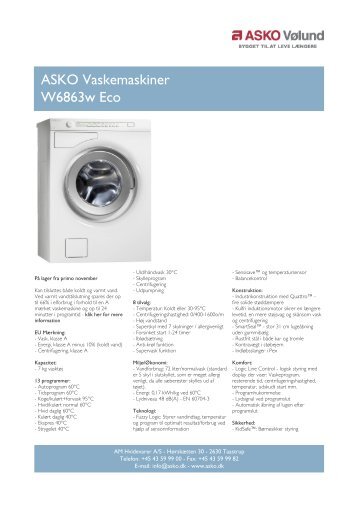 ASKO Vaskemaskiner W6863w Eco - L'EASY Erhverv