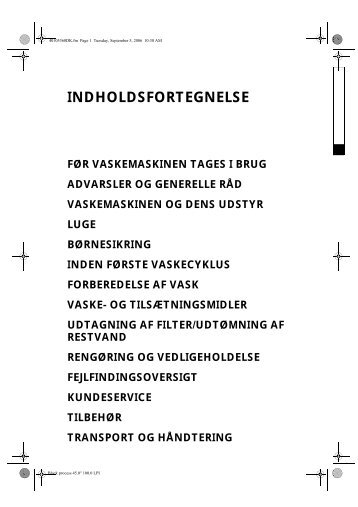 INDHOLDSFORTEGNELSE