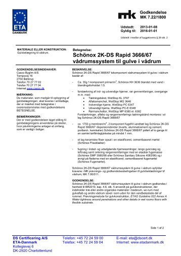 Schönox 2K-DS Rapid 3666/67 vådrumssystem til gulve i vådrum