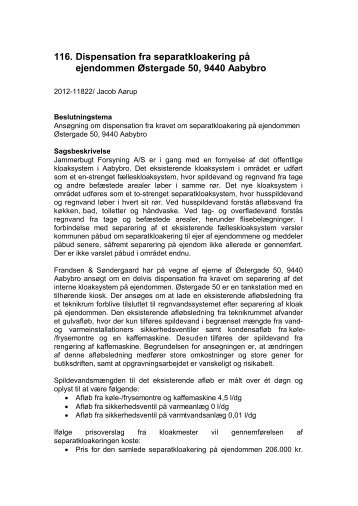 Dispensation fra separatkloakering på ejendommen Østergade 50 ...