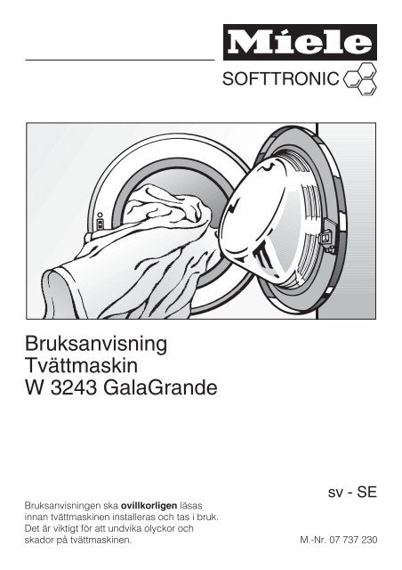 Bruksanvisning Tvättmaskin W 3243 GalaGrande - Hemexperten
