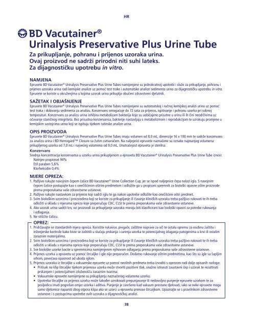 Vacutainer® Urinalysis Preservative Plus Urine Tube - BD