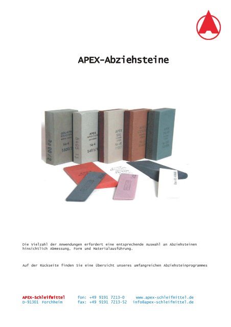 Apex-Abziehsteine - APEX - Schleifmittel