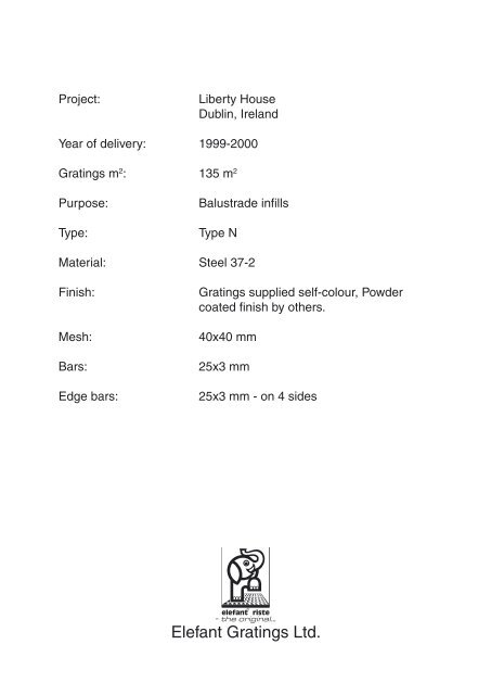 Example of grating specification 20x30 / 20x2SP / 20x3 / 4