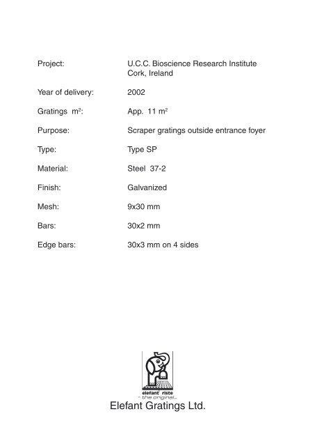 Example of grating specification 20x30 / 20x2SP / 20x3 / 4