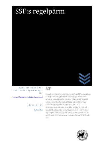 SSF regelpärm Rev A3.pdf - Specialklubben för skällande fågelhundar