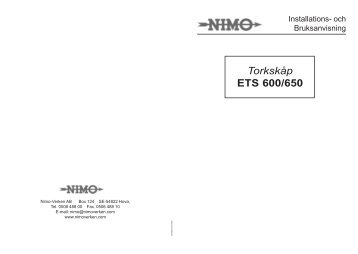 Torkskåp ETS 600/650 - Nimo