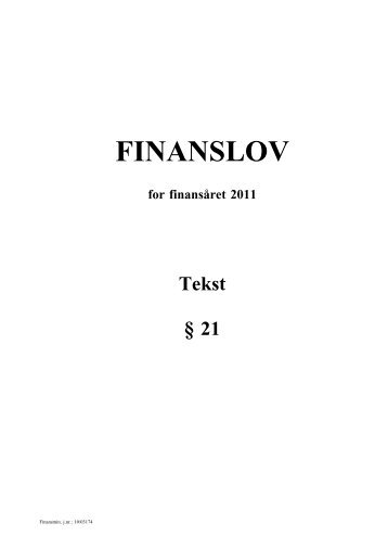 Læs Finansloven for finansåret 2011 - Kulturstyrelsen