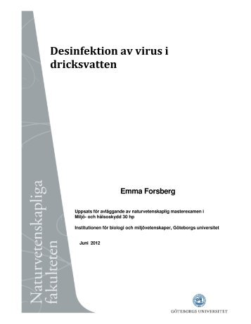 Desinfektion av virus i dricksvatten - Göteborgs universitet