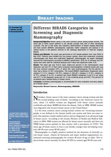 Different BIRADS Categories in Screening and Diagnostic ...