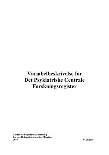 Variabelbeskrivelse for Det Psykiatriske Centrale Forskningsregister