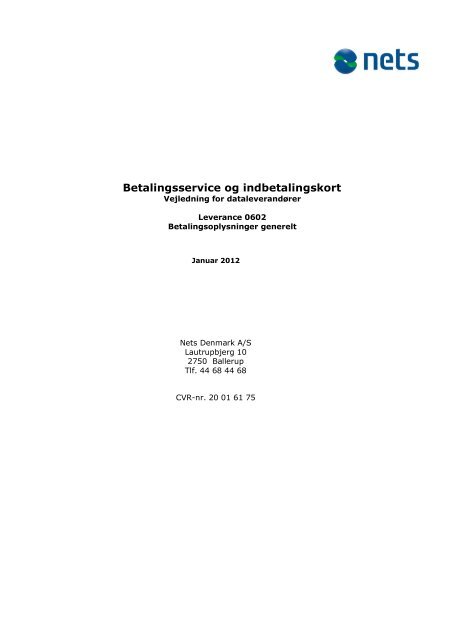 Dataleverandørvejledning M602 - Nets