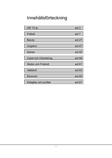 Innehållsförteckning - IdrottOnline Klubb