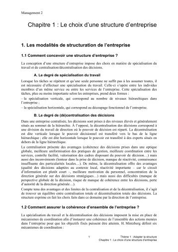 Chapitre 1 : Le choix d'une structure d'entreprise - Académie d ...