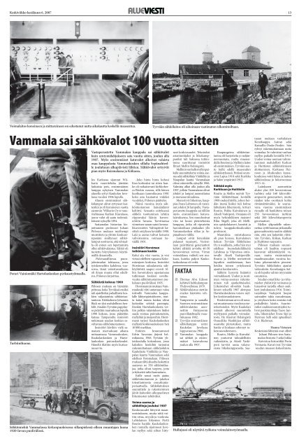 Vammala sai sähkövalot 100 vuotta sitten