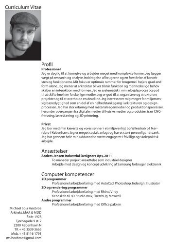 Profil Ansættelser Computer kompetencer Curriculum Vitae