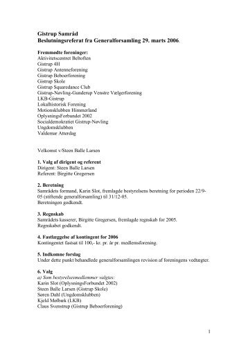 Gistrup Samråd Beslutningsreferat fra Generalforsamling 29. marts ...