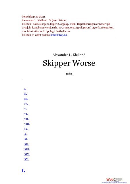 Skipper Worse Teksten i bokselskap.no følger 2. opplag, 1882 ...