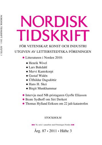 Nordisk Tidskrift 3/11 (PDF 440 KB) - Letterstedtska föreningen