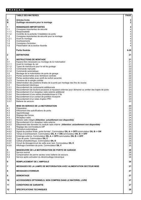 Notice de montage, d'utilisation et d'entretien - JR International