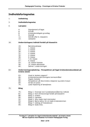 Vejledende læseplan - Agerskov Kristne Friskole