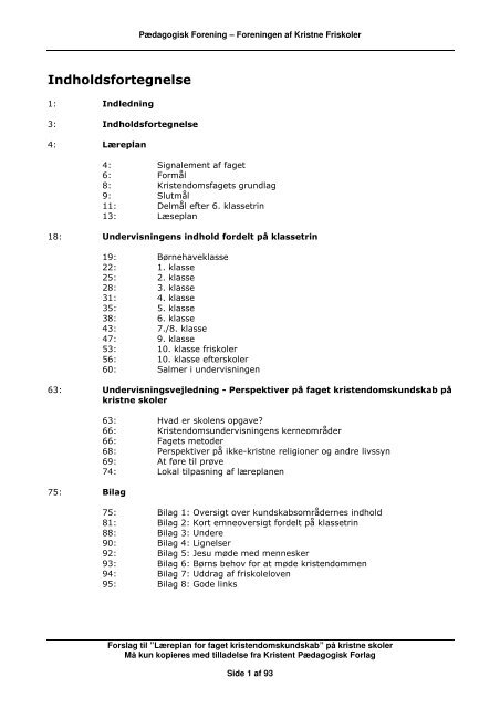 Vejledende læseplan - Agerskov Kristne Friskole